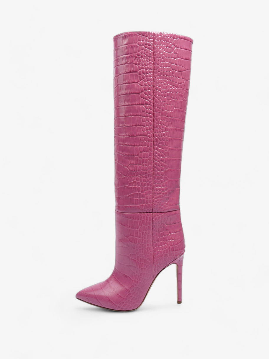 Stiletto Boots 100mm Pink Croc Embossed Leather EU 38 UK 5 Image 5