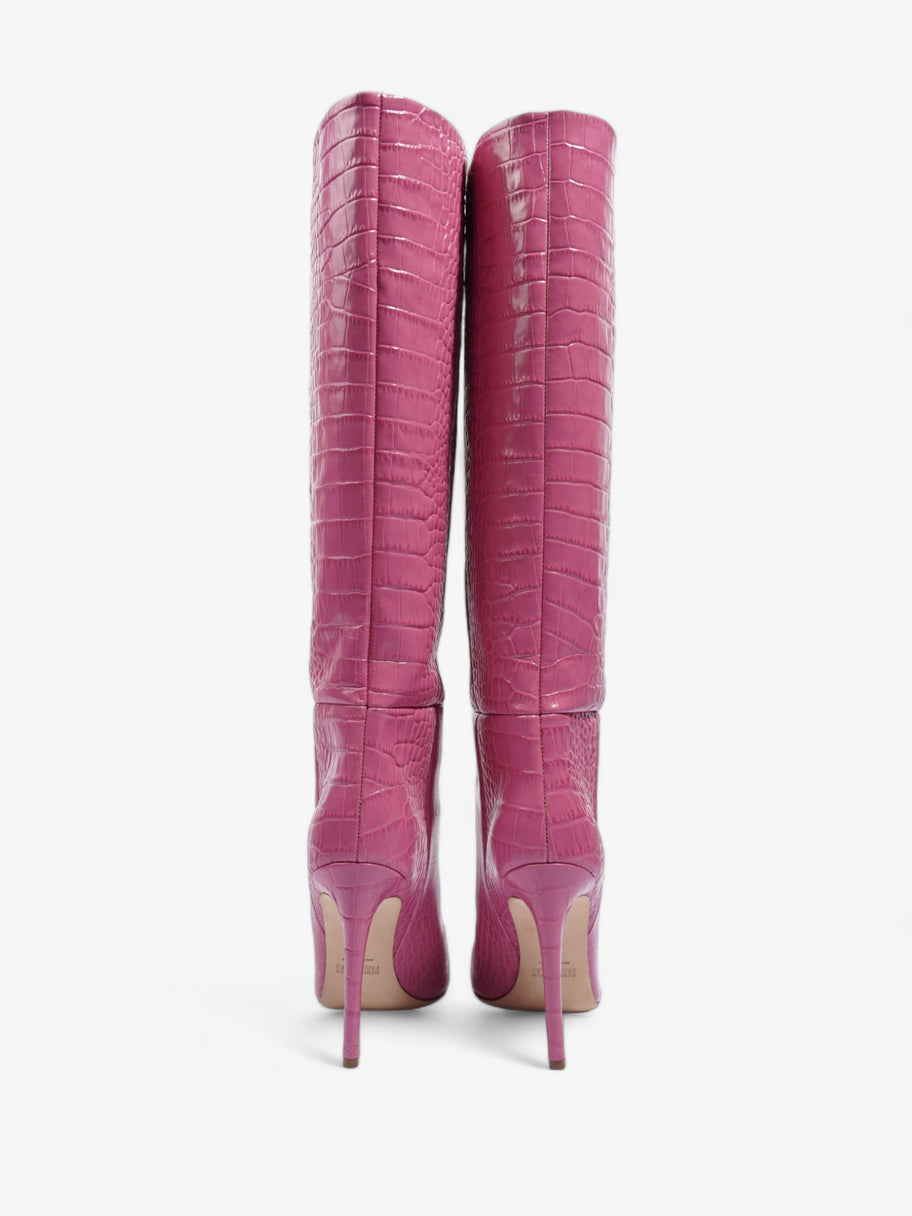 Stiletto Boots 100mm Pink Croc Embossed Leather EU 38 UK 5 Image 6