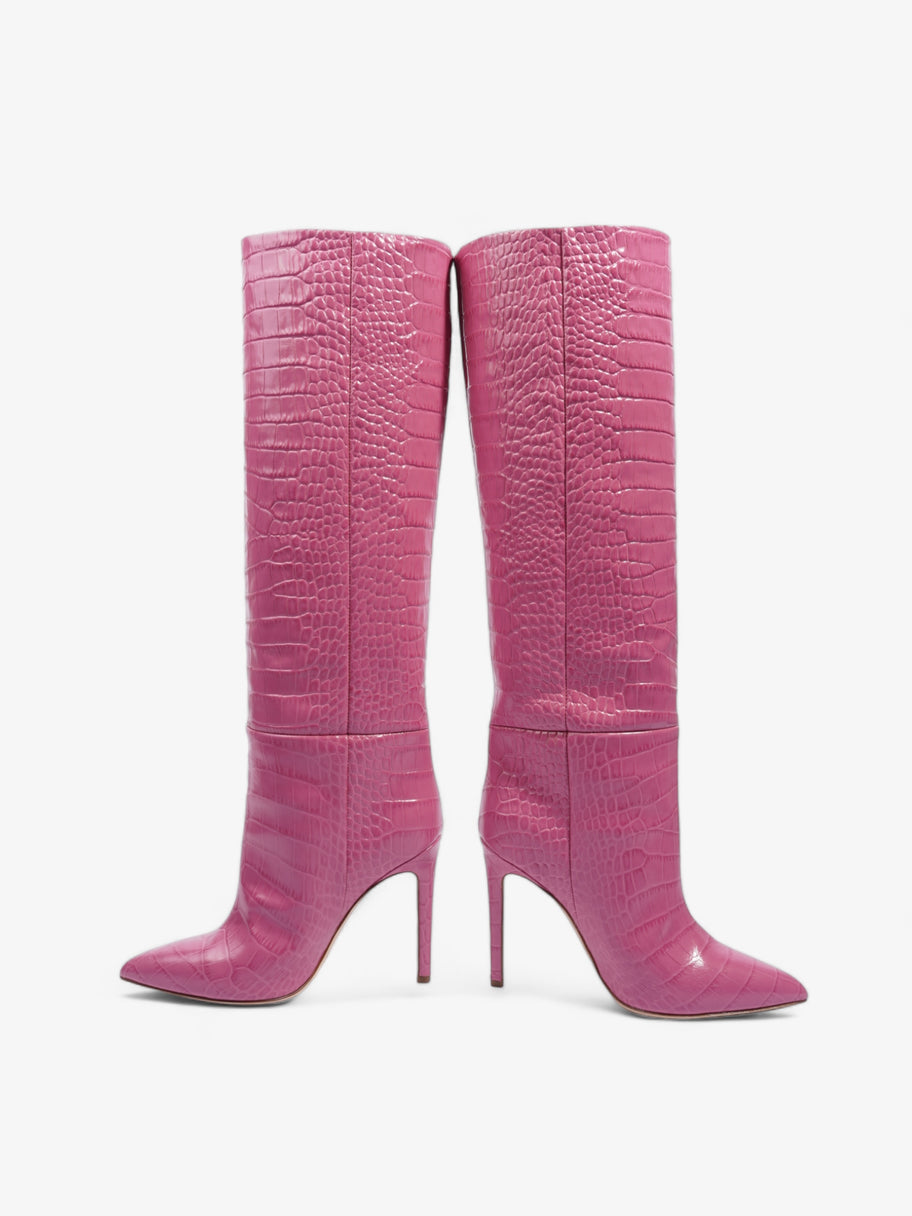 Stiletto Boots 100mm Pink Croc Embossed Leather EU 38 UK 5 Image 9