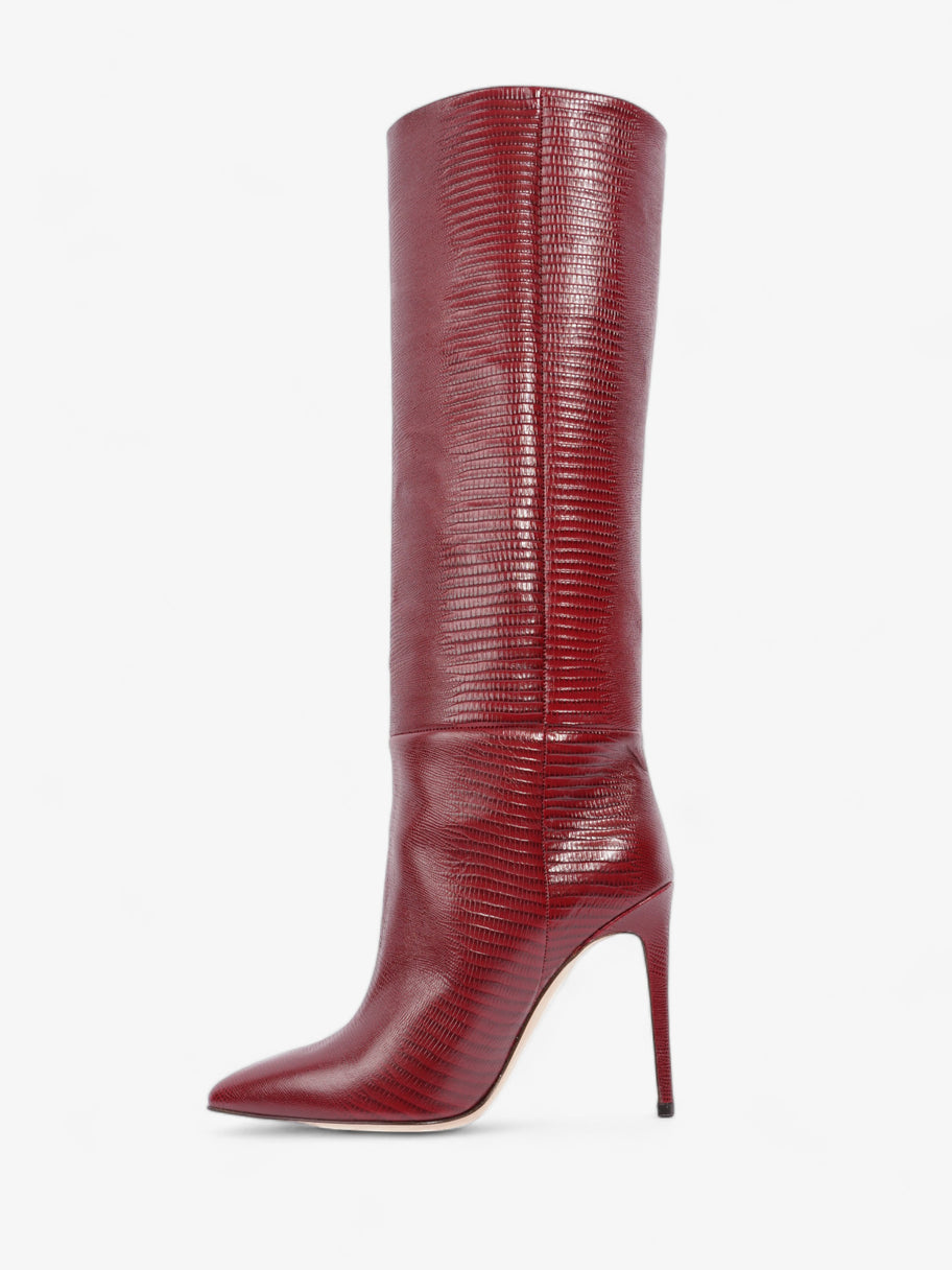Printed Lizard Stiletto Boot 105mm Rouge Noir Leather EU 40 UK 7 Image 3