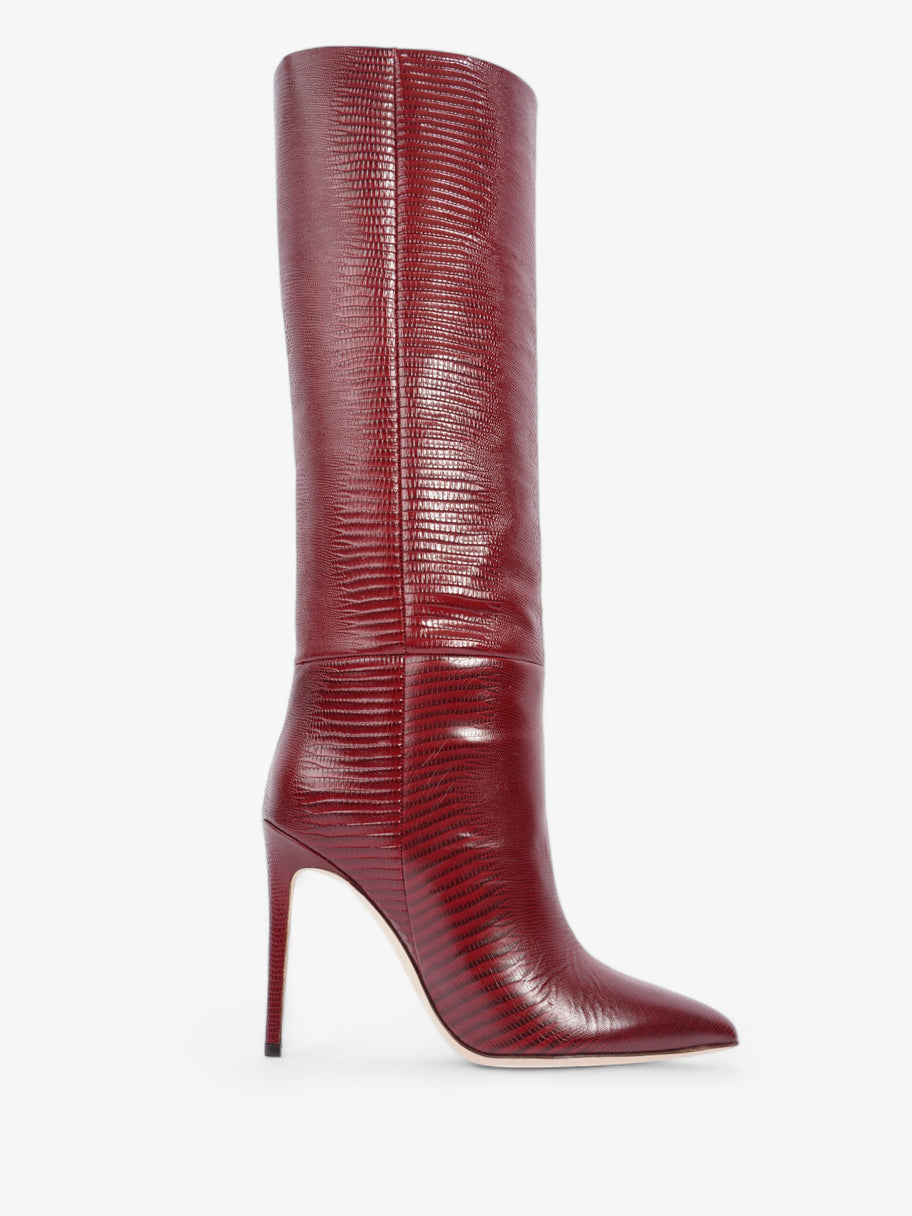 Printed Lizard Stiletto Boot 105mm Rouge Noir Leather EU 40 UK 7 Image 4
