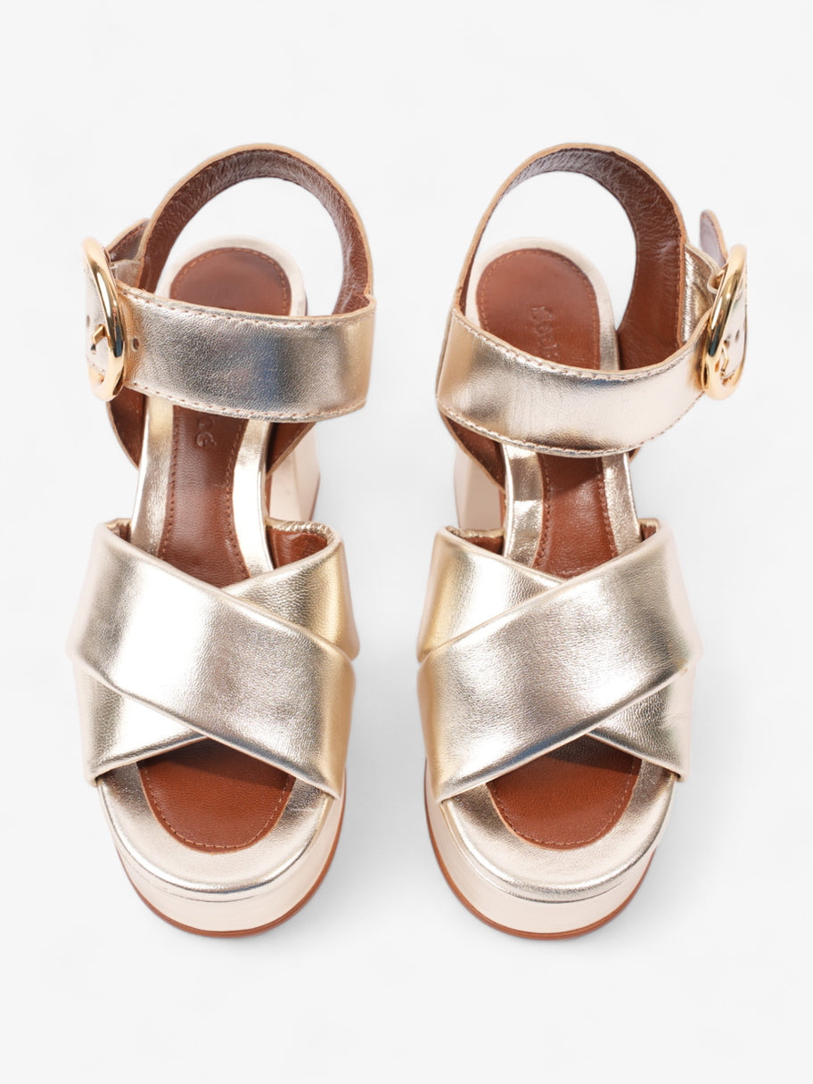 Lyna Platform Sandals 90mm Gold Leather EU 35 UK 2 Image 8