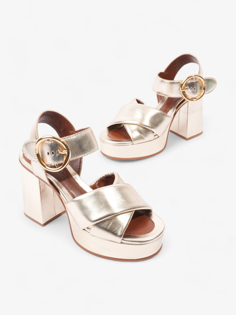 Lyna Platform Sandals 90mm Gold Leather EU 35 UK 2 Image 9