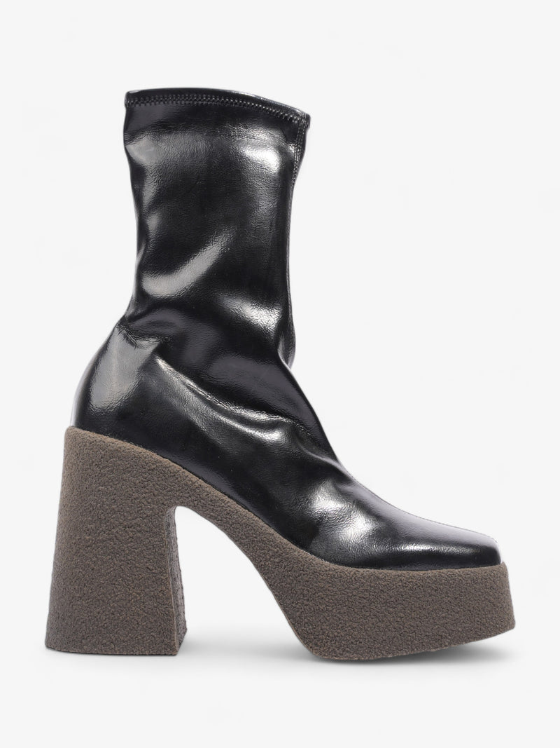  Chunky Ankle Boots 100mm Black PVC EU 35 UK 2