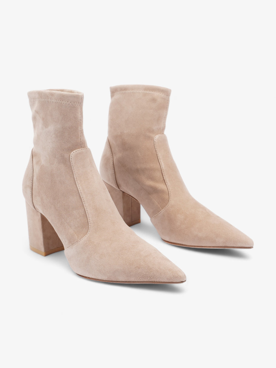 Stuart Weitzman Block Stretch Bootie 75mm Nude Suede EU 37.5 UK 4.5 Image 2