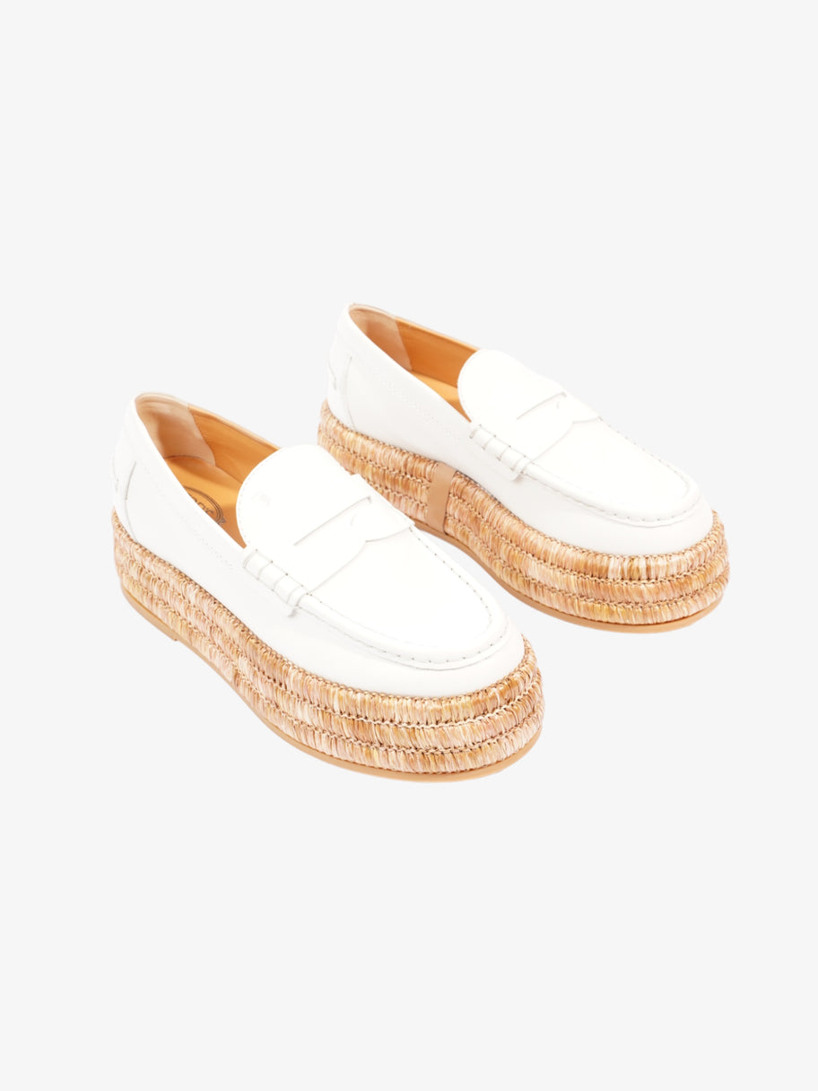 Tod's Platform Espadrille Loafers White Calfskin Leather EU 38 UK 5 Image 2