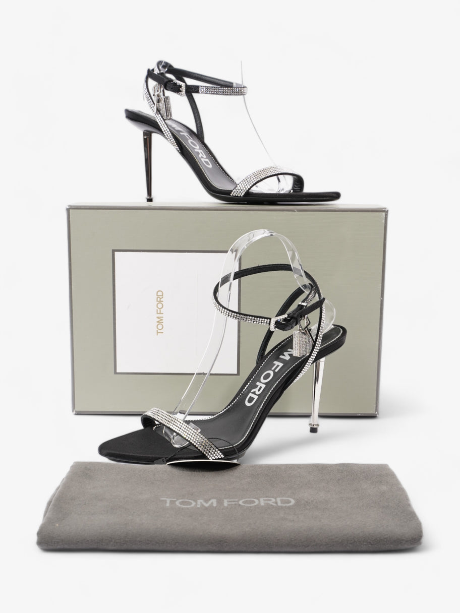 Tom Ford Crystal Embelished Padlock Sandals 90mm Black Satin EU 39 UK 6 Image 11