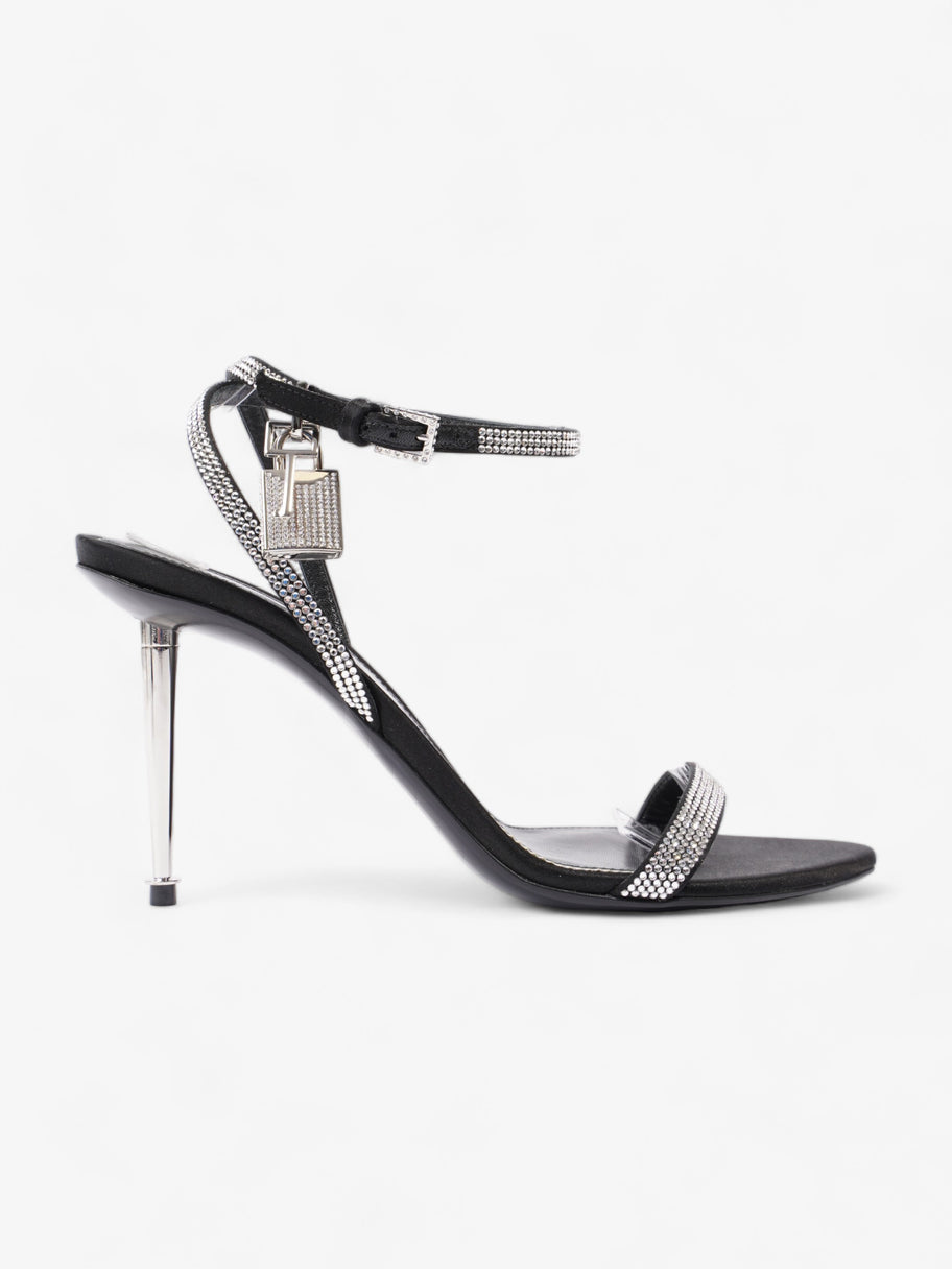 Tom Ford Crystal Embelished Padlock Sandals 90mm Black Satin EU 39 UK 6 Image 1