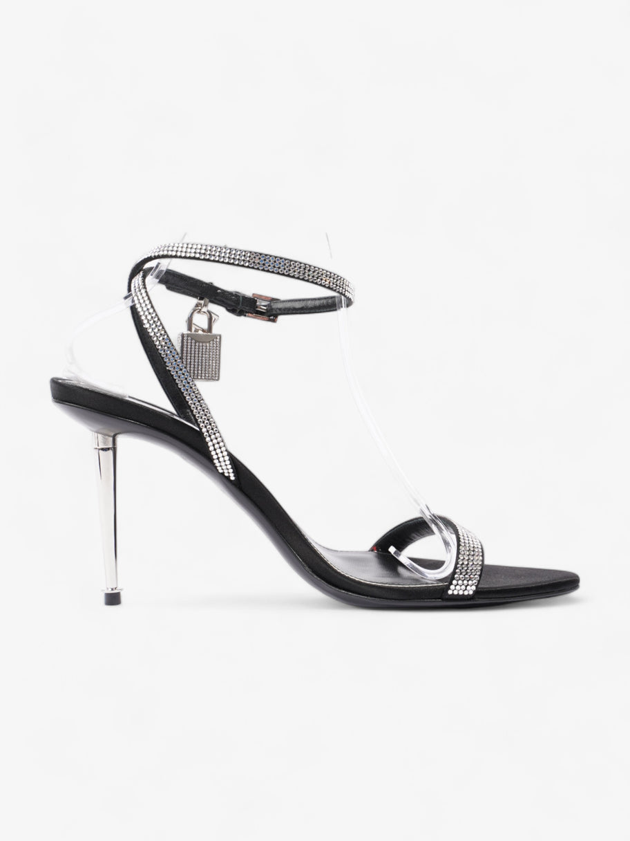 Tom Ford Crystal Embelished Padlock Sandals 90mm Black Satin EU 39 UK 6 Image 4