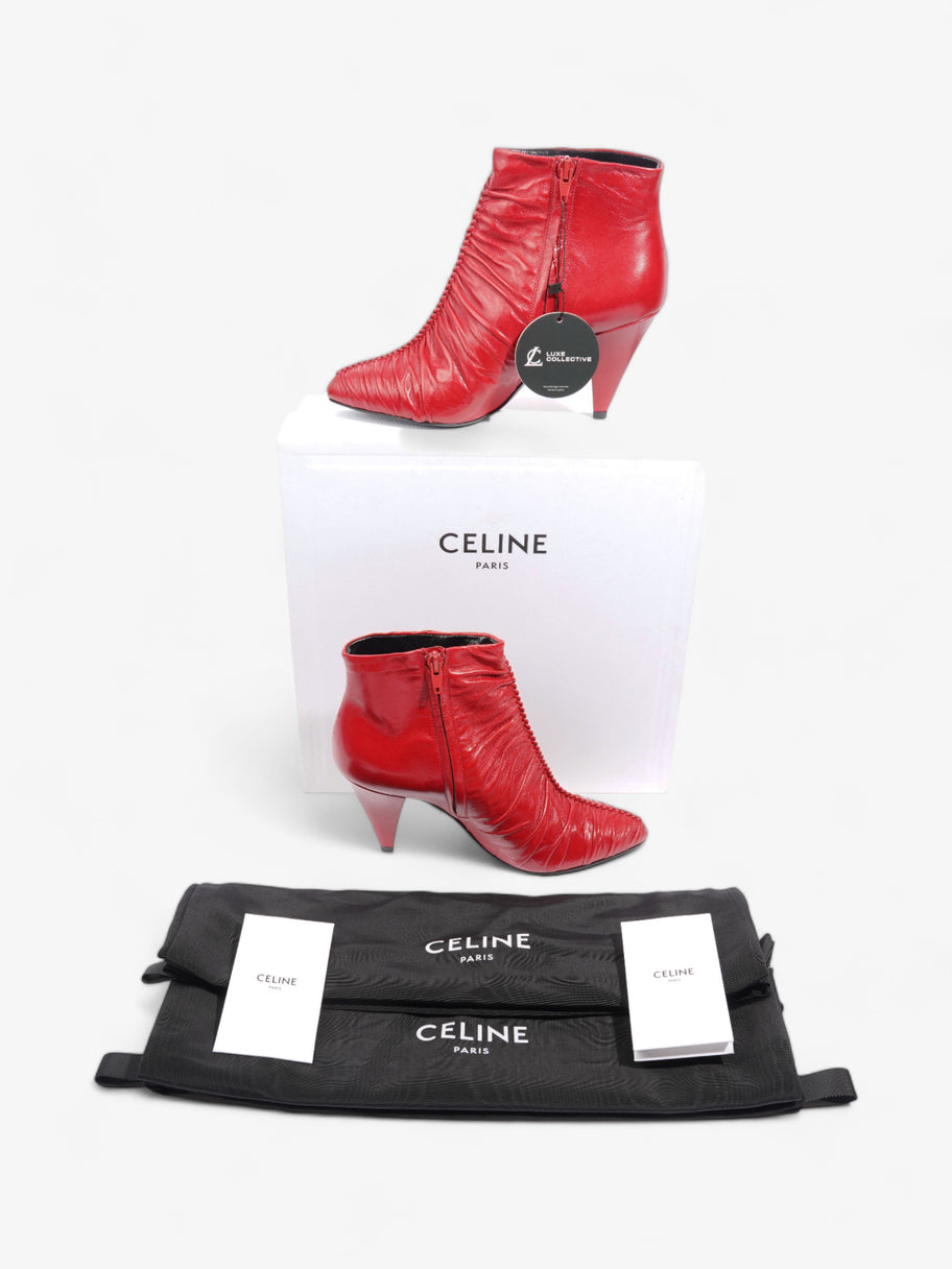 Celine Ankle Boot Red Leather EU 37 UK 4 Image 10