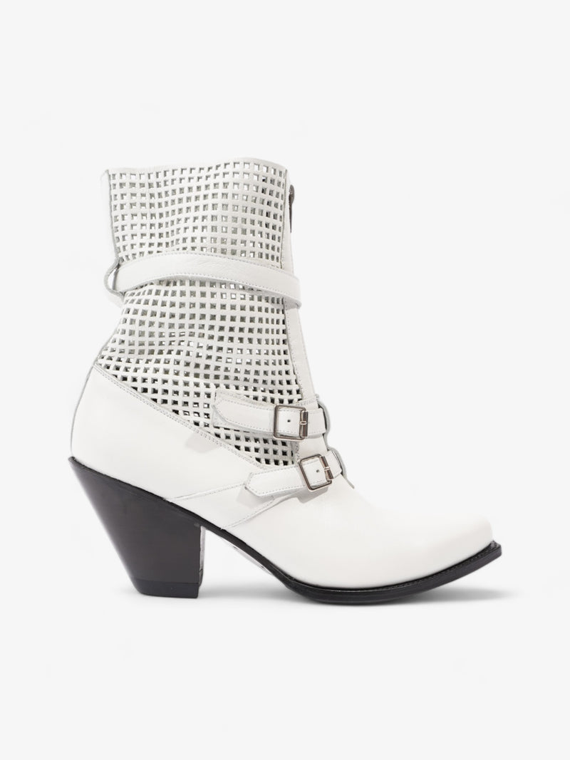  Celine Perferated Cowboy Boots White Leather EU 40 UK 7