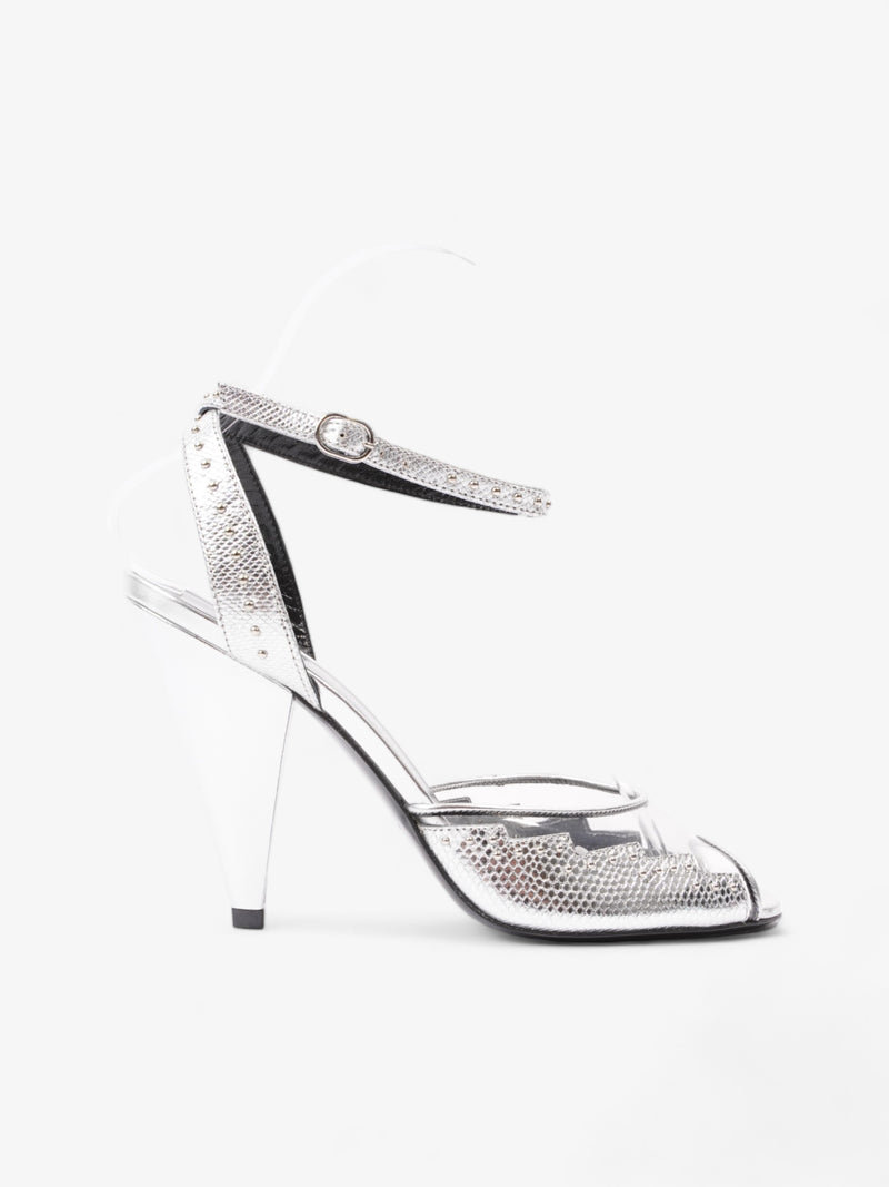  Celine Ankle Strap Heel Silver PVC EU 36 UK 3