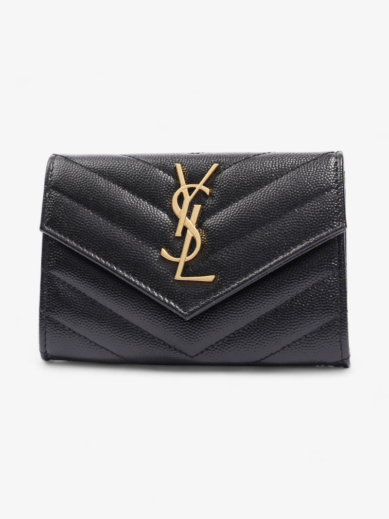  Saint Laurent Mini Envelope Wallet Black Grained Leather