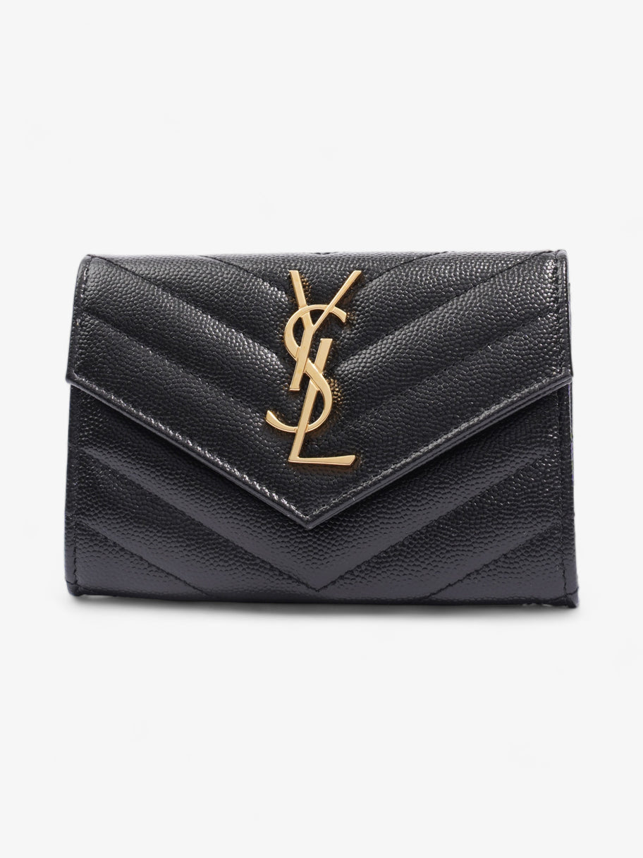 Saint Laurent Mini Envelope Wallet Black Grained Leather Image 1