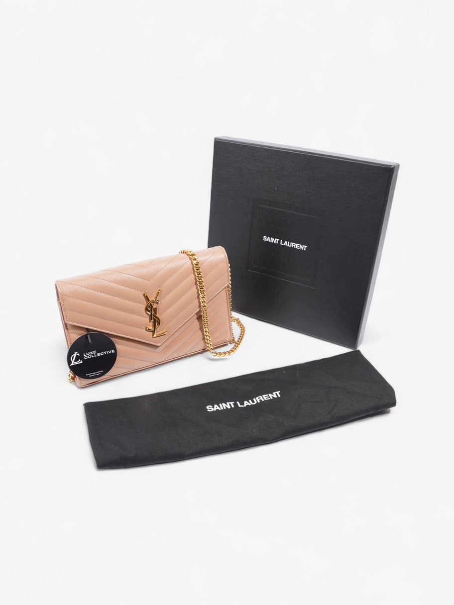 Saint Laurent Cassandre Envelope Chain Wallet Beige Matelasse Leather Image 10