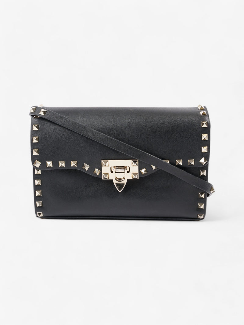  Valentino Rockstud Bag Black Calfskin Leather Medium