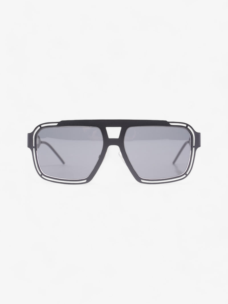  Dolce and Gabbana Square Framed Sunglasses Black / White Acetate 140mm