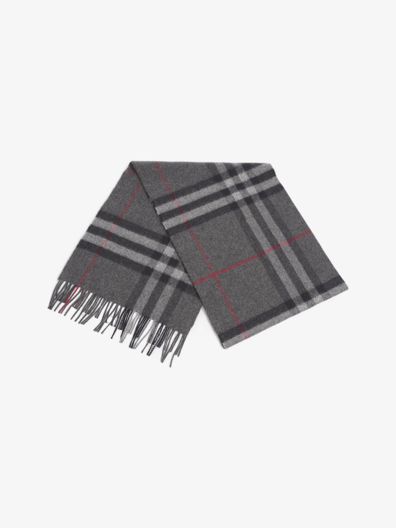  Burberry Giant Check Scarf Charcoal Cashmere