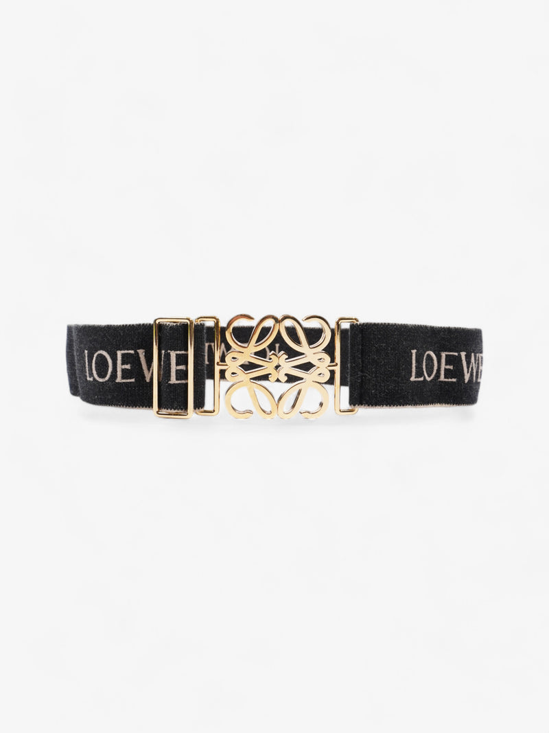  Loewe Anagram Belt Black / White / Gold Elastic 85.5cm