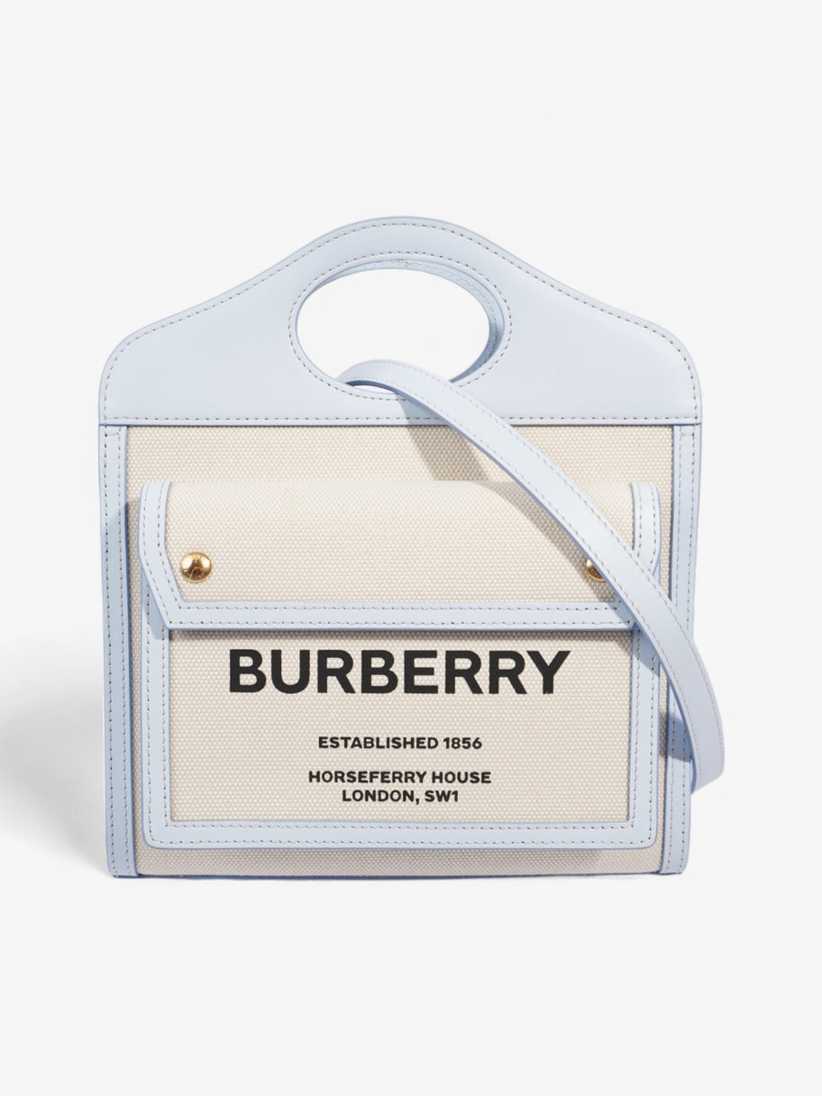 Burberry Pocket Bag Light Blue / Cream Canvas Mini Image 1