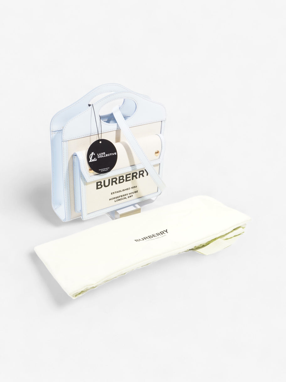 Burberry Pocket Bag Light Blue / Cream Canvas Mini Image 8