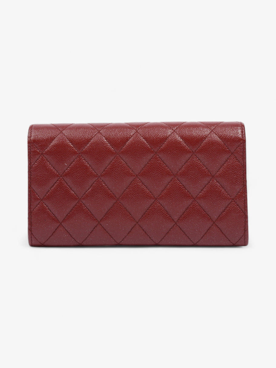 Chanel Trifold Wallet Dark Red / Gold Caviar Leather Image 2