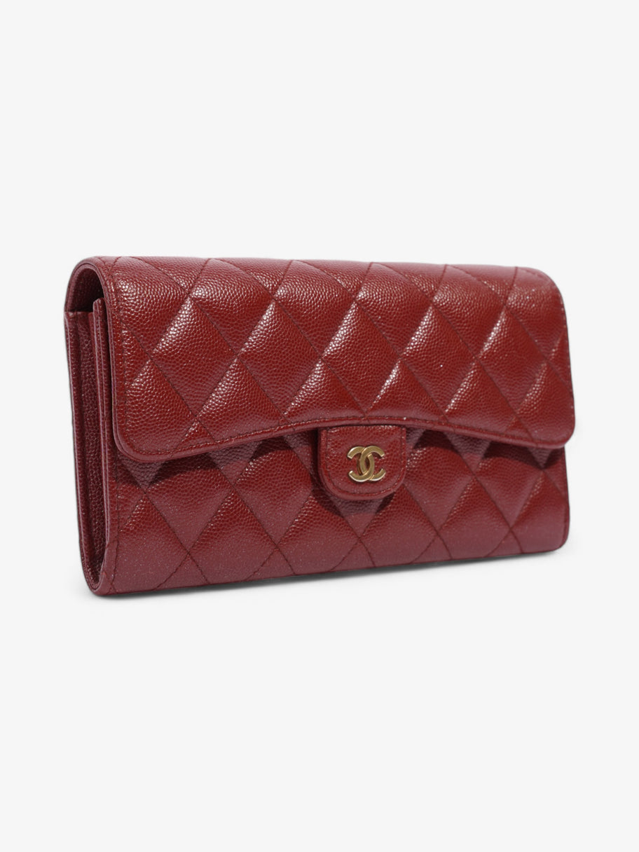 Chanel Trifold Wallet Dark Red / Gold Caviar Leather Image 4