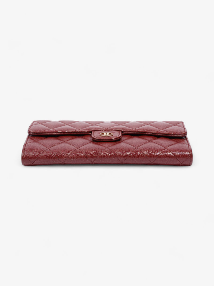 Chanel Trifold Wallet Dark Red / Gold Caviar Leather Image 5