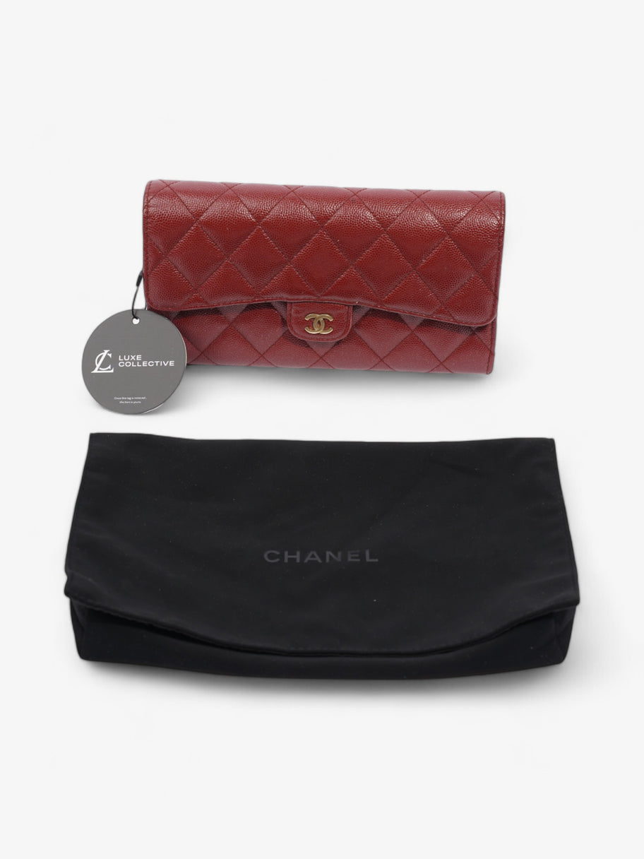 Chanel Trifold Wallet Dark Red / Gold Caviar Leather Image 8