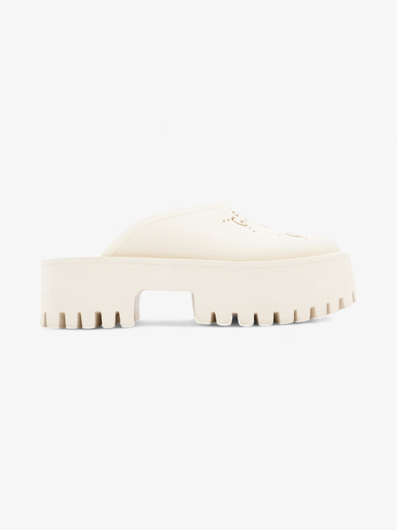  Gucci Perforated GG Platform Sandals Cream Rubber EU 37 UK 4