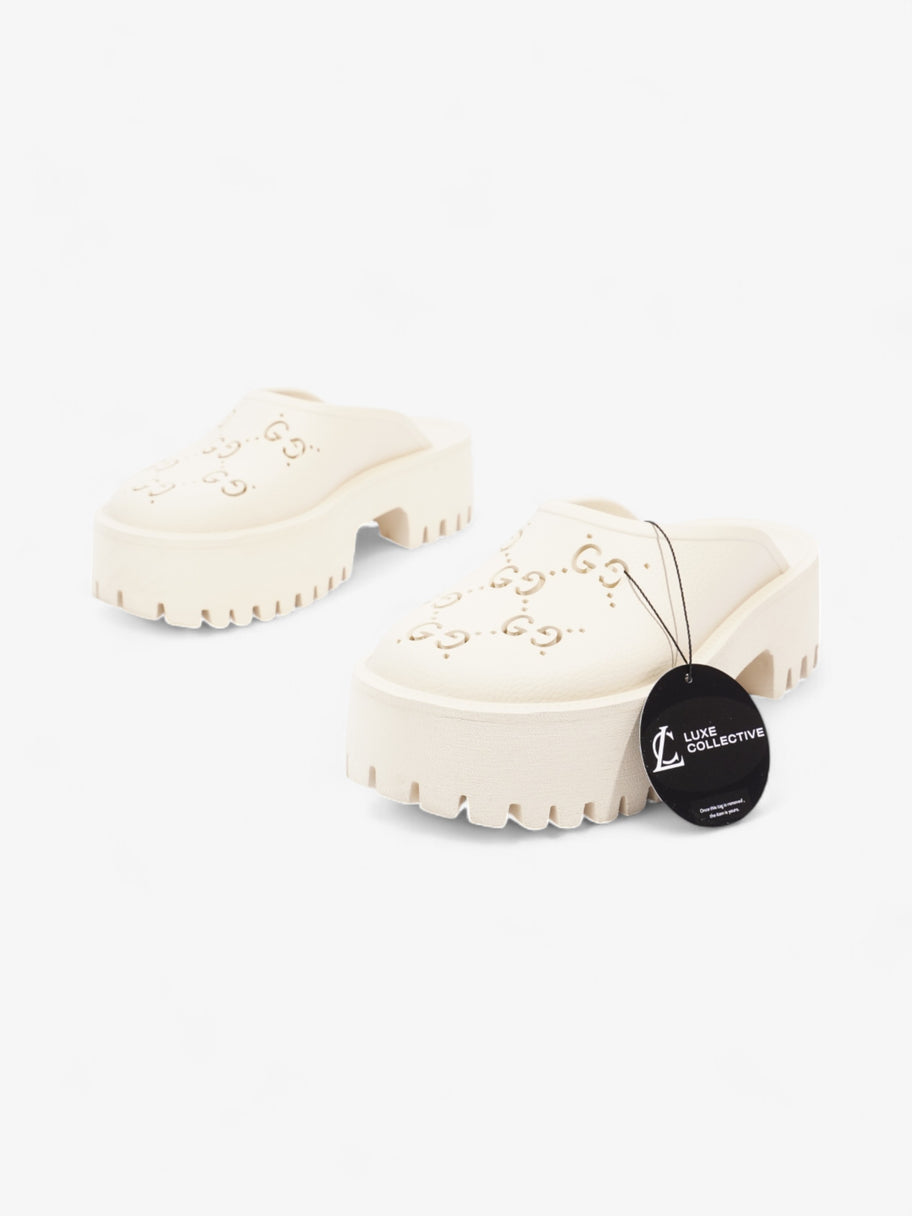 Gucci Perforated GG Platform Sandals Cream Rubber EU 37 UK 4 Image 10