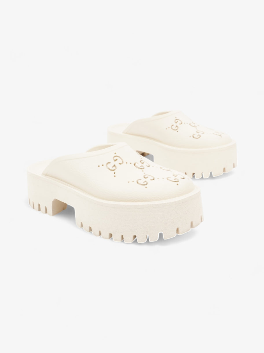 Gucci Perforated GG Platform Sandals Cream Rubber EU 37 UK 4 Image 2