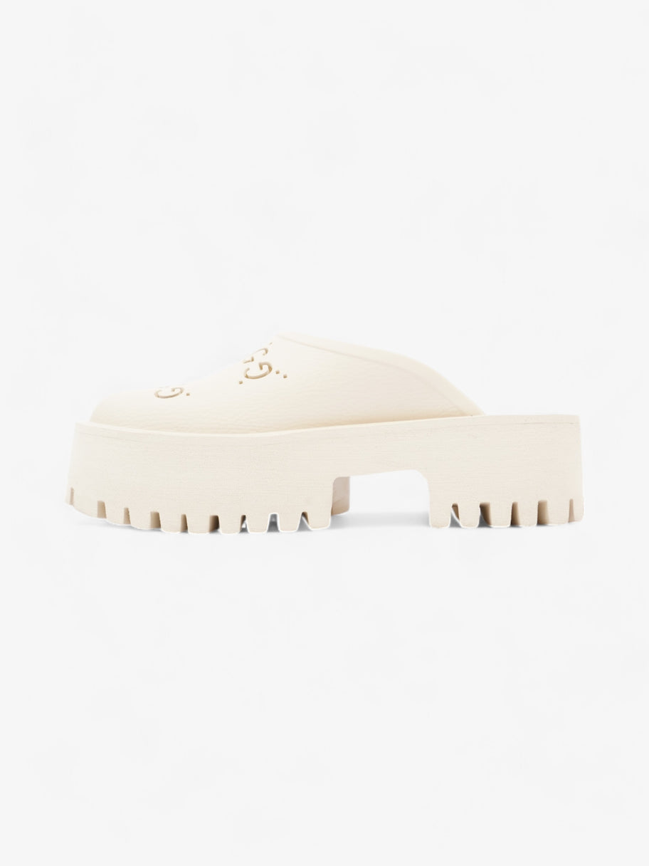 Gucci Perforated GG Platform Sandals Cream Rubber EU 37 UK 4 Image 3