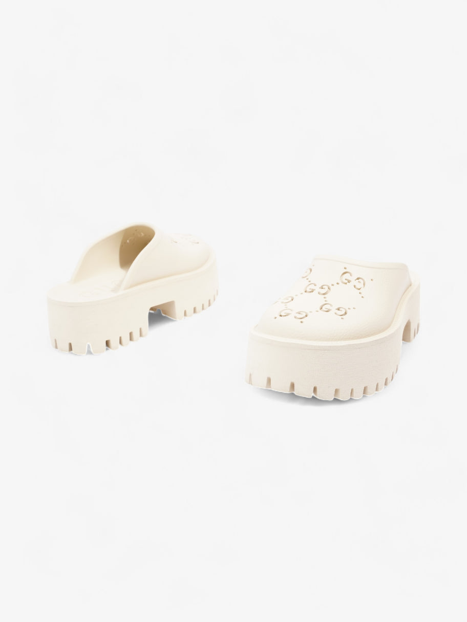 Gucci Perforated GG Platform Sandals Cream Rubber EU 37 UK 4 Image 9