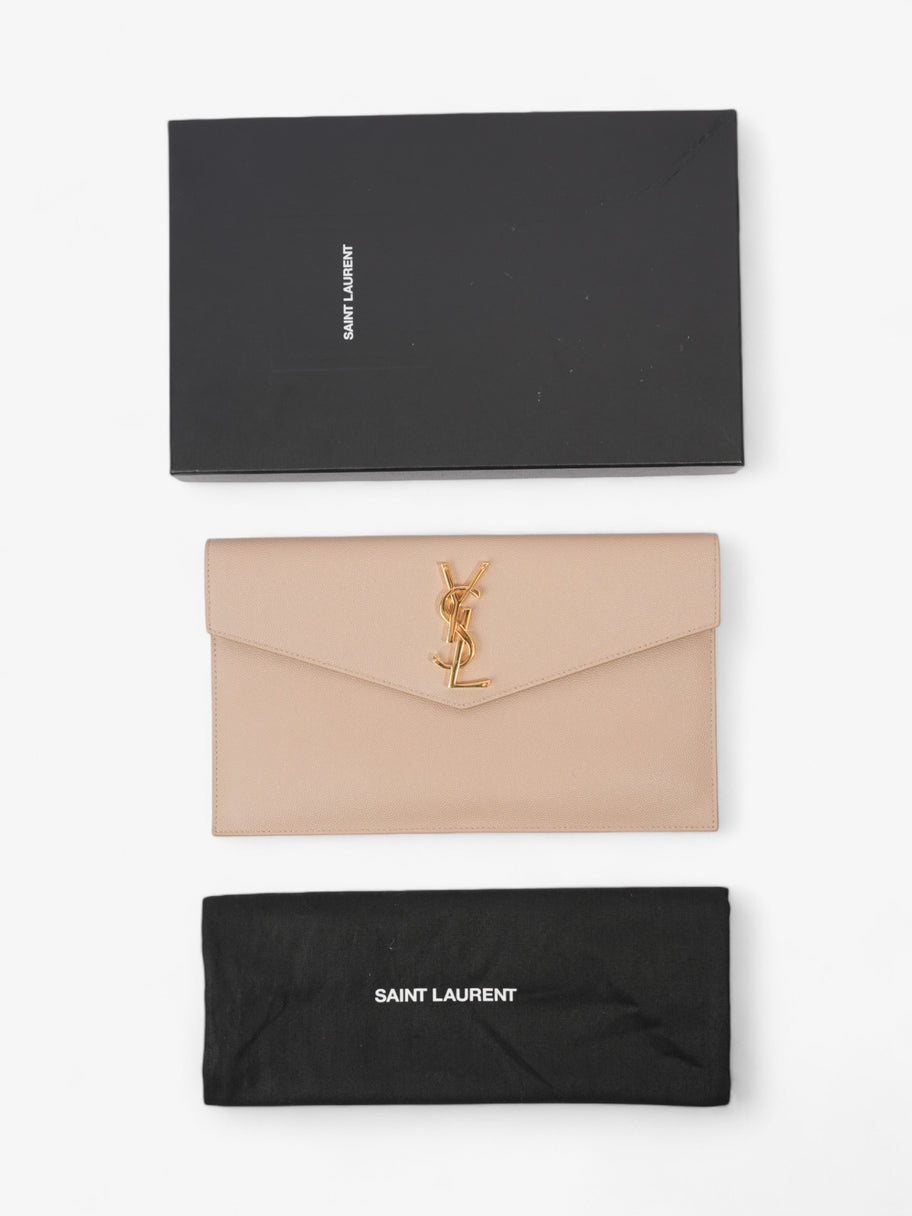 Saint Laurent Uptown Clutch Dark Beige Grained Leather Image 9