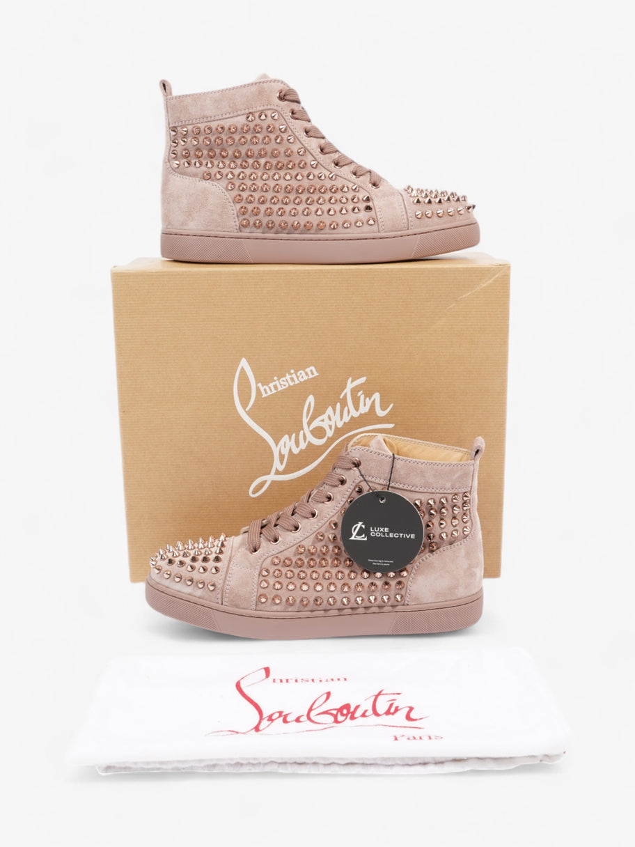 Christian Louboutin Louis Spikes Flat High Top Pink Bronze / Antique Rose Suede EU 37 UK 4 Image 10