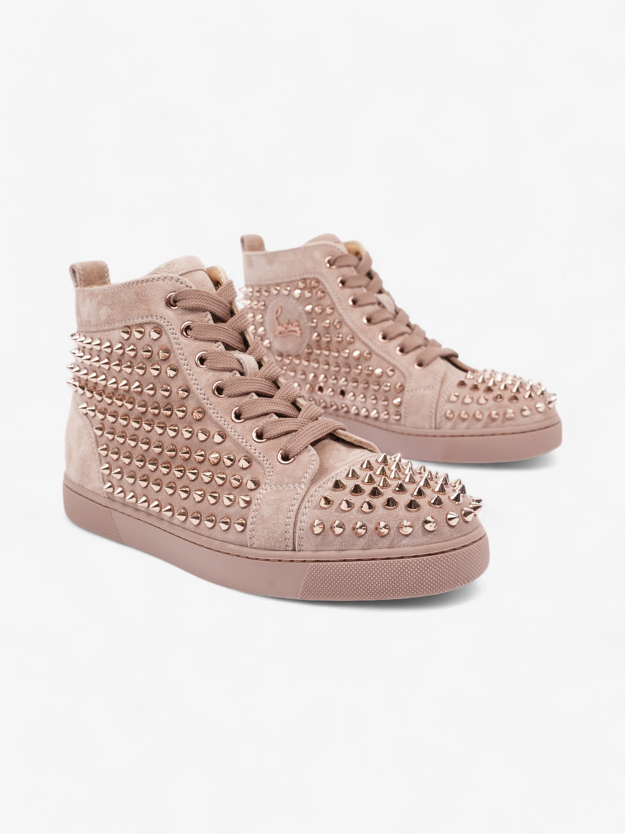 Christian Louboutin Louis Spikes Flat High Top Pink Bronze / Antique Rose Suede EU 37 UK 4 Image 2