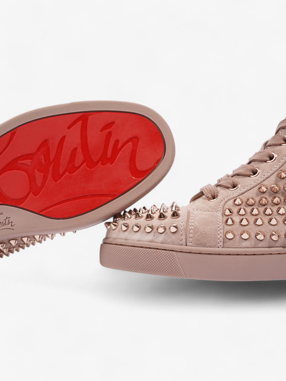 Christian Louboutin Louis Spikes Flat High Top Pink Bronze / Antique Rose Suede EU 37 UK 4 Image 9