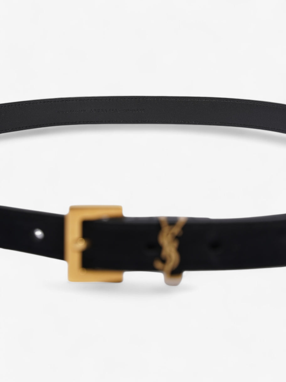 Saint Laurent Logo Belt Black Suede 90cm 32