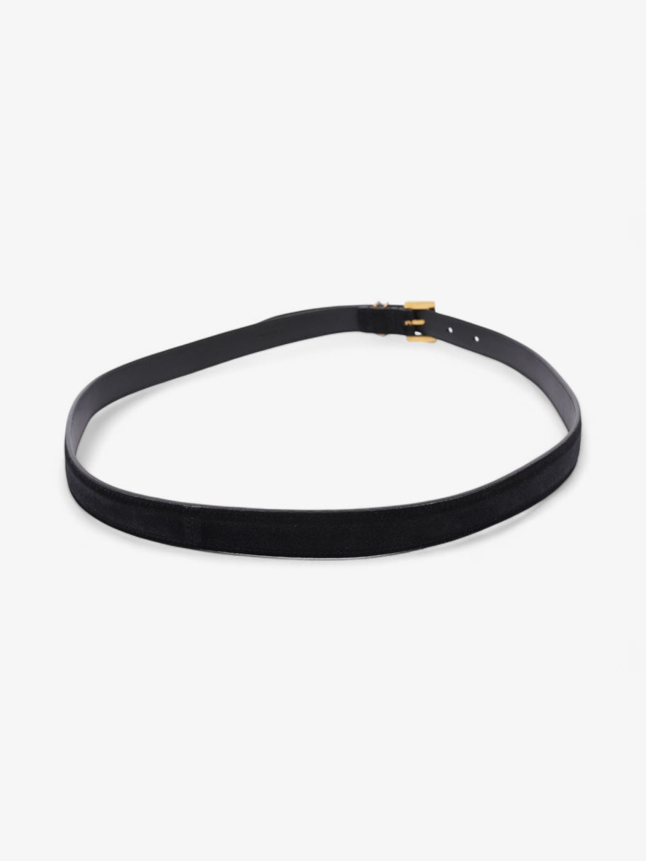 Saint Laurent Logo Belt Black Suede 90cm 32