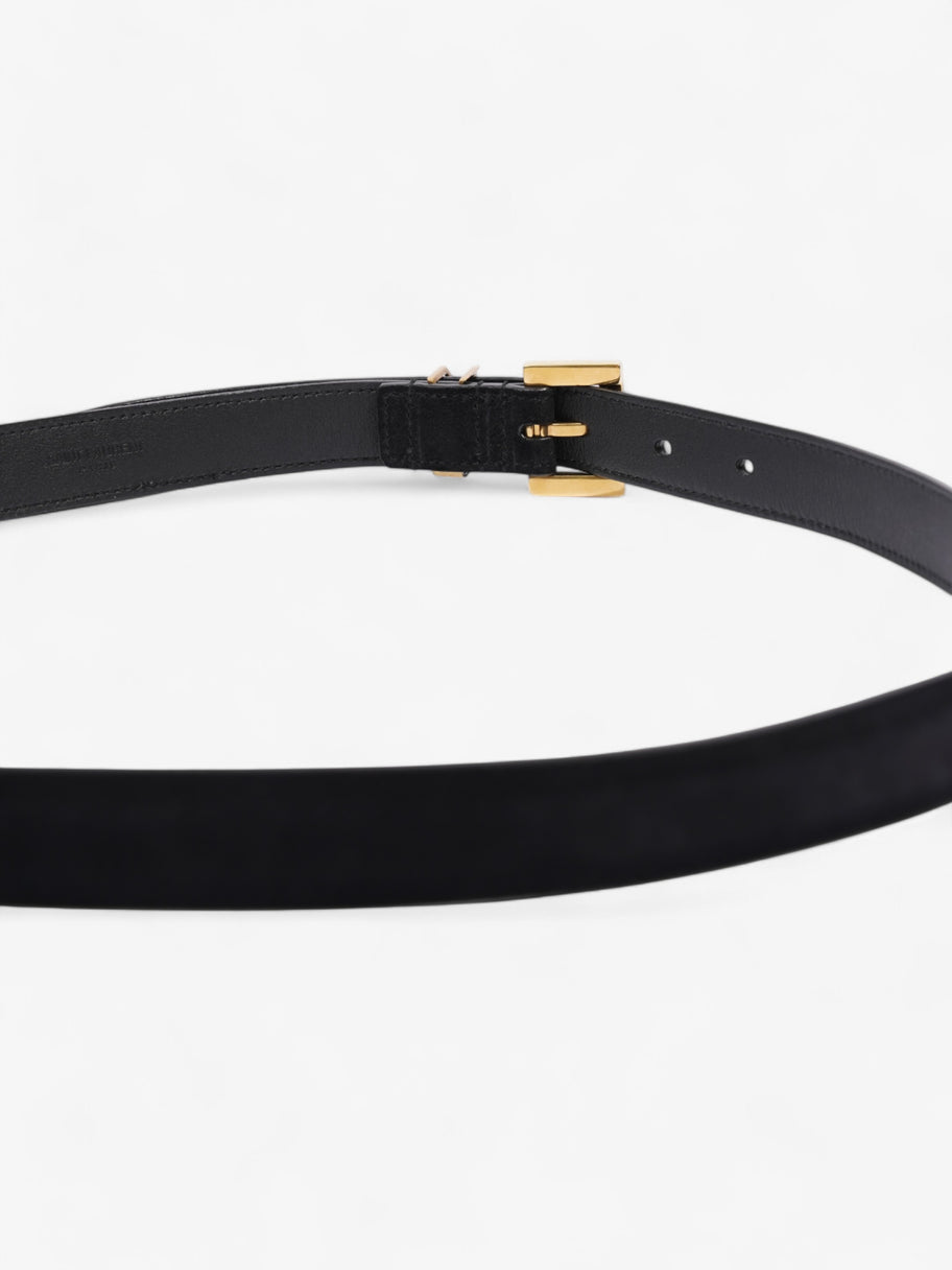 Saint Laurent Logo Belt Black Suede 90cm 32