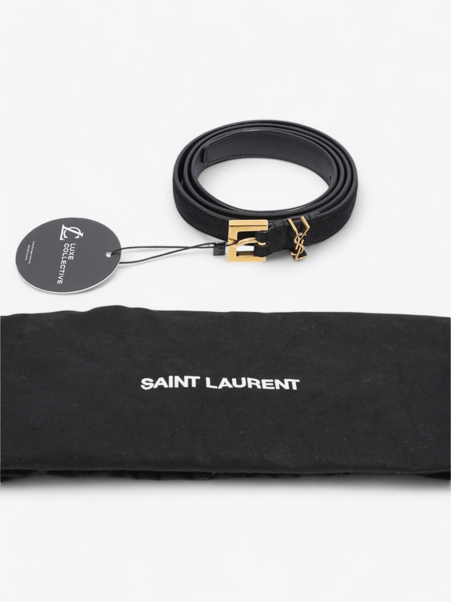 Saint Laurent Logo Belt Black Suede 90cm 32