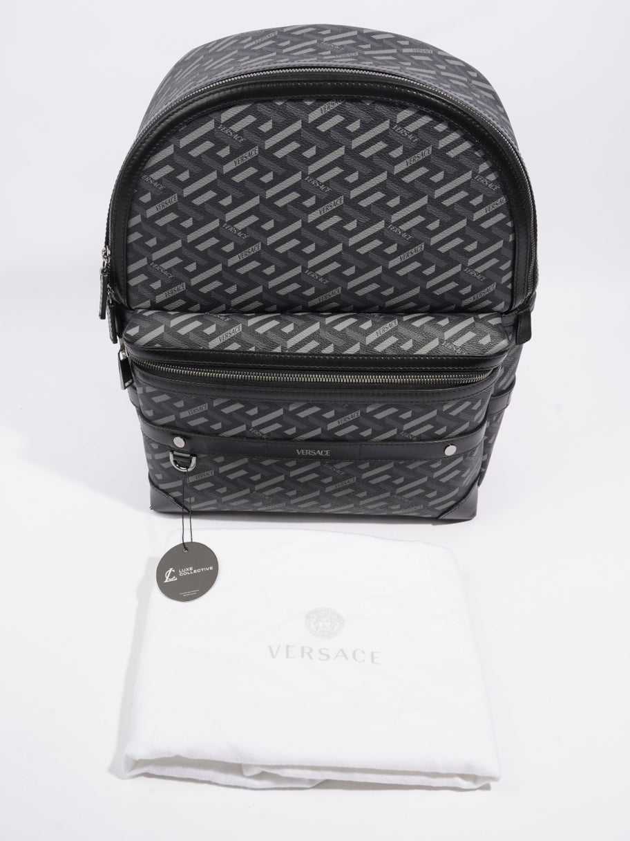 Versace La Greca Signature Backpack Grey Coated Canvas Image 10