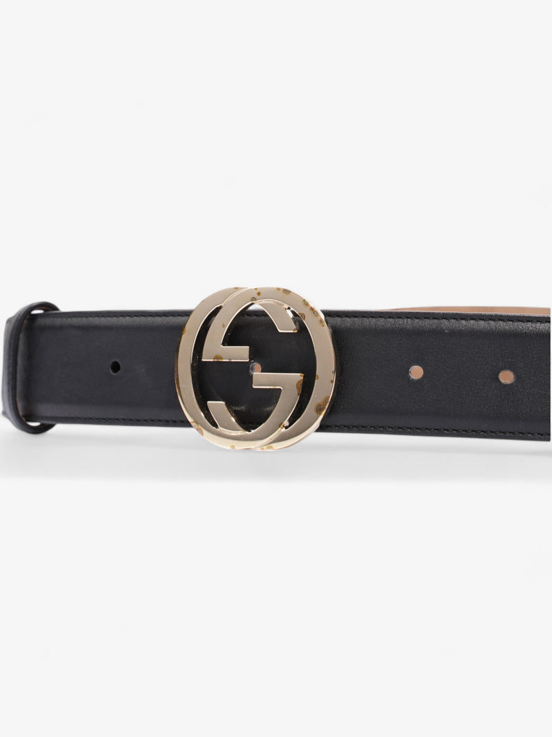  Gucci Interlocking G Belt Black / Gold Leather 85cm / 34