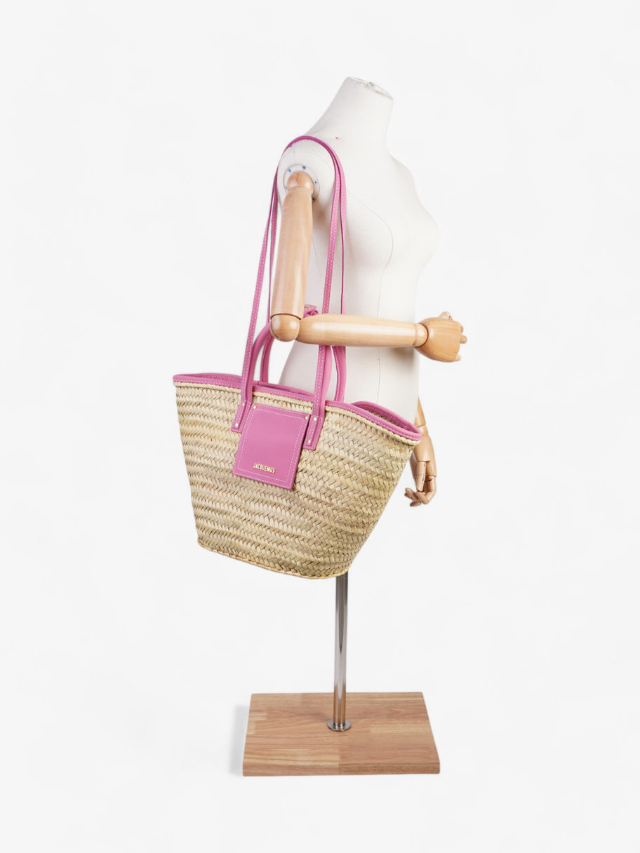 Jacquemus Le Panier Soli Tote Pink / Natural Palm Leaves Image 2