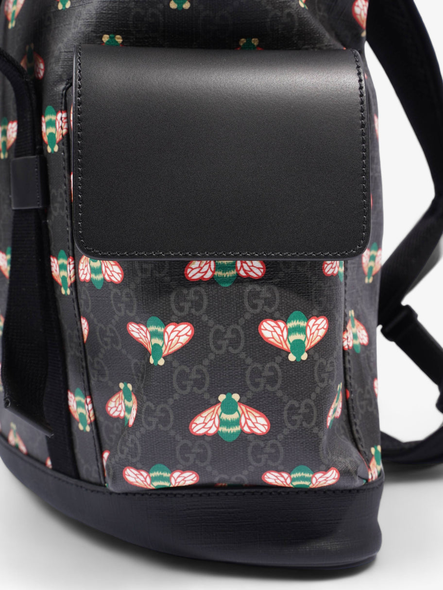 GG Supreme Bee Backpack Black / Red And Green Bee Print Coated Canvas Image 10