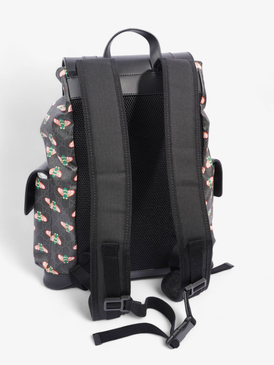 GG Supreme Bee Backpack Black / Red And Green Bee Print Coated Canvas Image 11