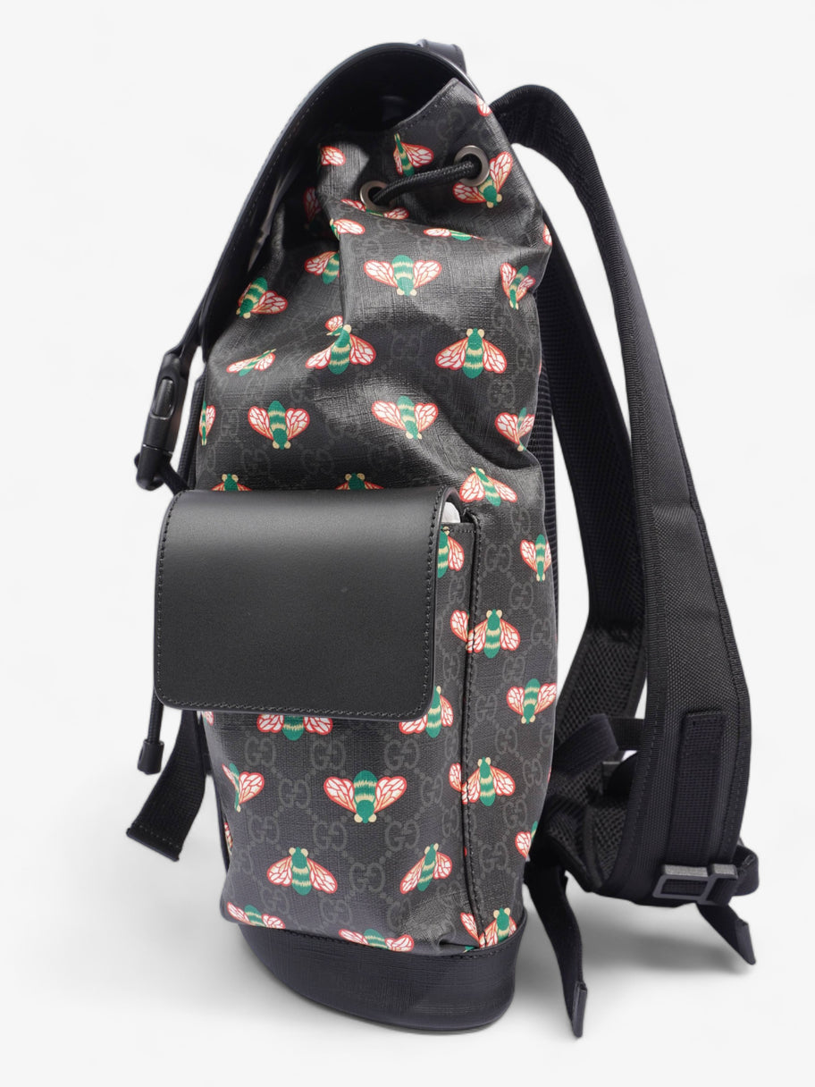 GG Supreme Bee Backpack Black / Red And Green Bee Print Coated Canvas Image 3