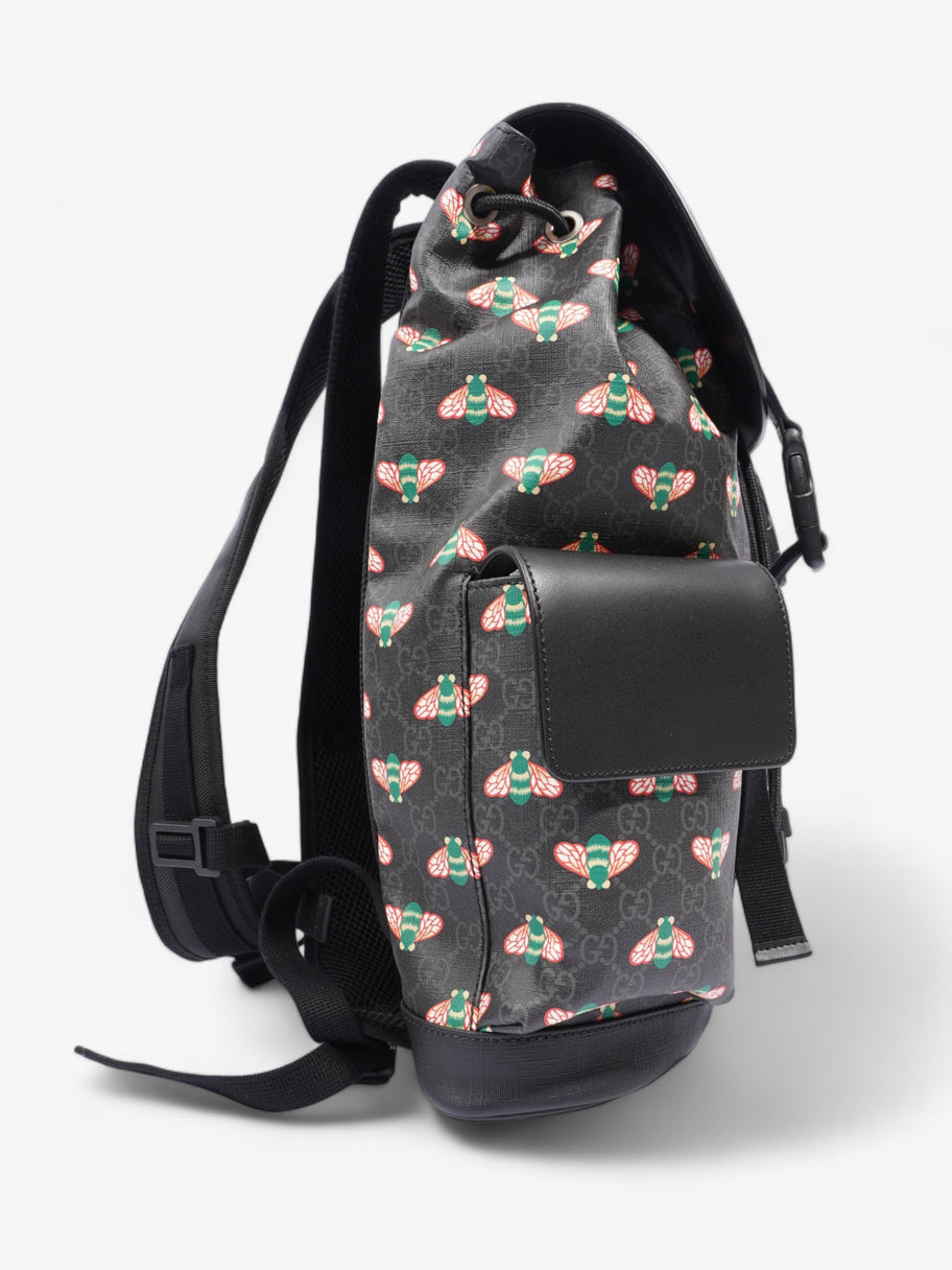 GG Supreme Bee Backpack Black / Red And Green Bee Print Coated Canvas Image 5