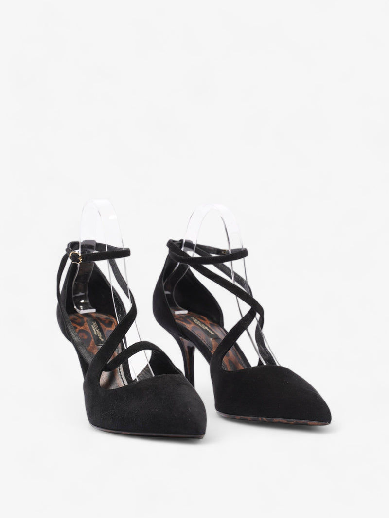  Ankle Strap Pump 90 Black Suede EU 38 UK 5